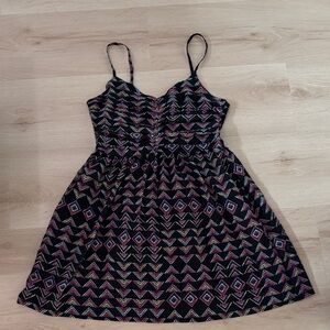 Roxy Black Mini Dress with Colorful Pattern